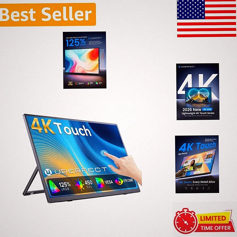 Lightweight 4K UHD Touchscreen Monitor - 15.6'' Portable Power for Gaming & Work