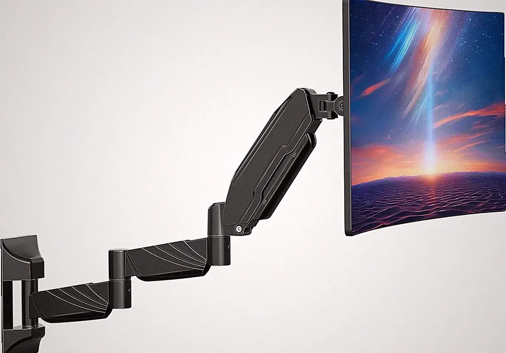 Long Arm Monitor Wall Mount for Max 32 Inch Computer Screen, Extra Long Adjustab