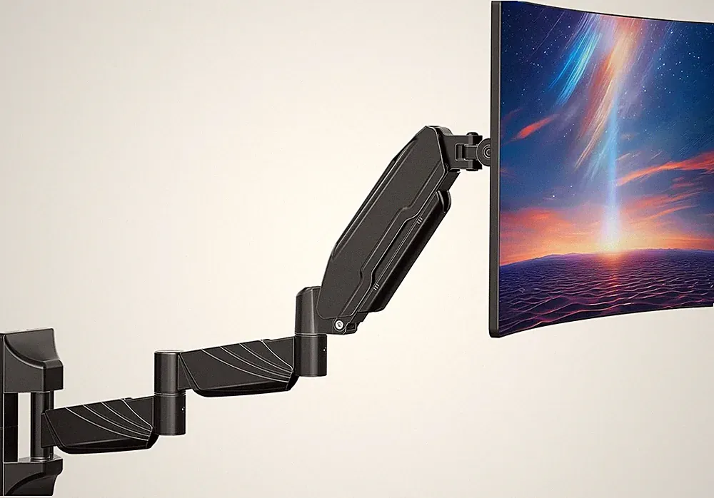 Long Arm Monitor Wall Mount for Max 32 Inch Computer Screen, Extra Long Adjustab