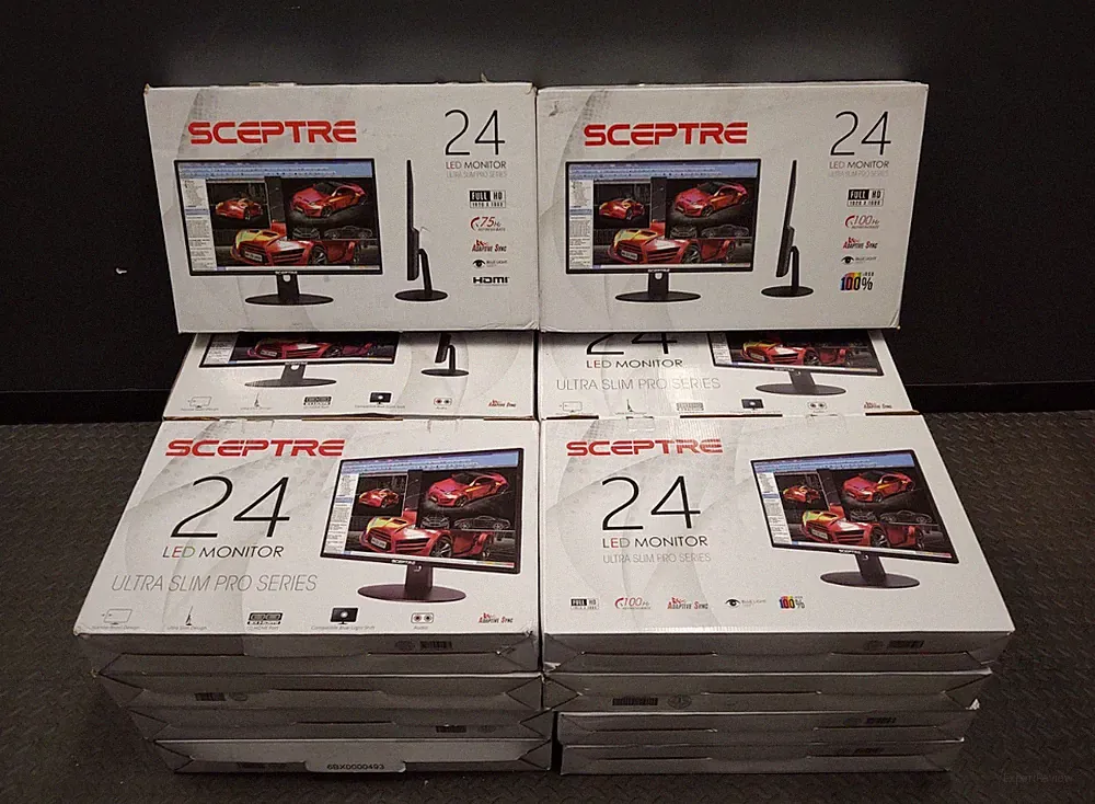 Lot of 18 NEW Sceptre 24” LED Monitors – Full HD 1080p 100Hz HDMI VGA – Bulk Dea