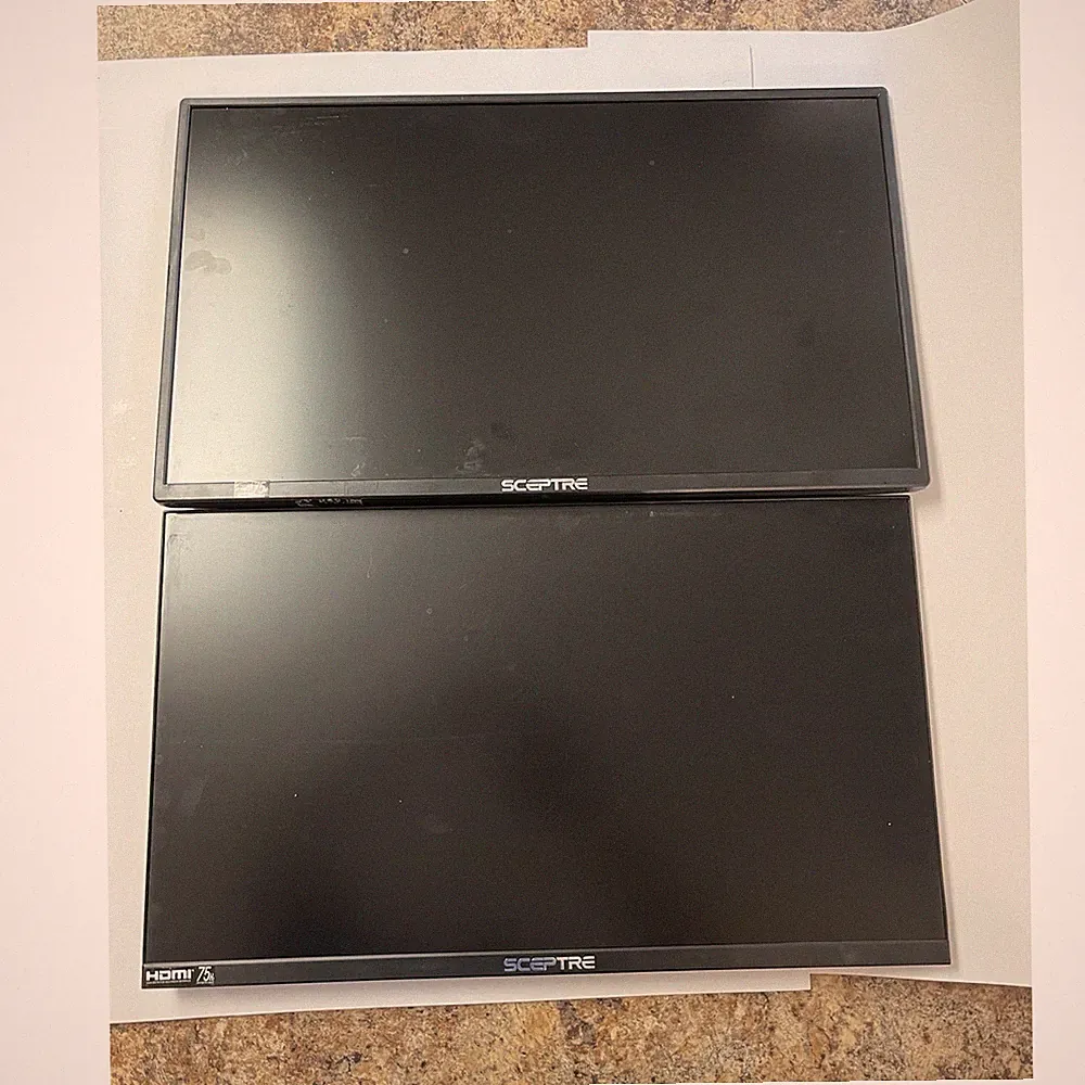 Lot of 2 SCEPTRE 24” F24 Flat Screen 1080 hdmi 75Hz WIDE GAMING MONITOR NO STAND