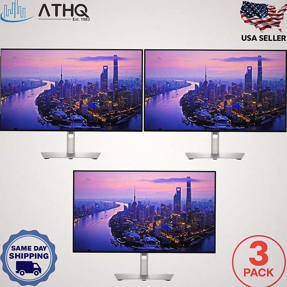 LOT OF 3 Dell UltraSharp U2725QE 27" 4K IPS Black Thunderbolt Hub Monitor 120Hz