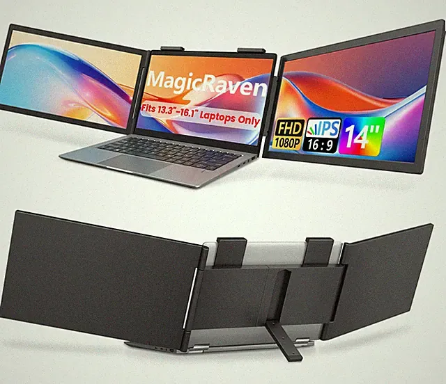MAGICRAVEN Dual Laptop Screen Extender, 14" 1080P Portable Monitor, TypeC No...