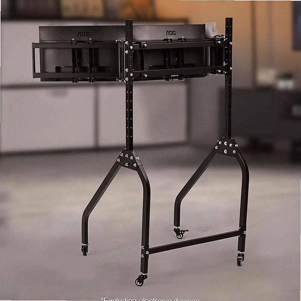 Marada Triple Screen Monitor Stand Adjustable With Locking Wheel For Any Cockpit