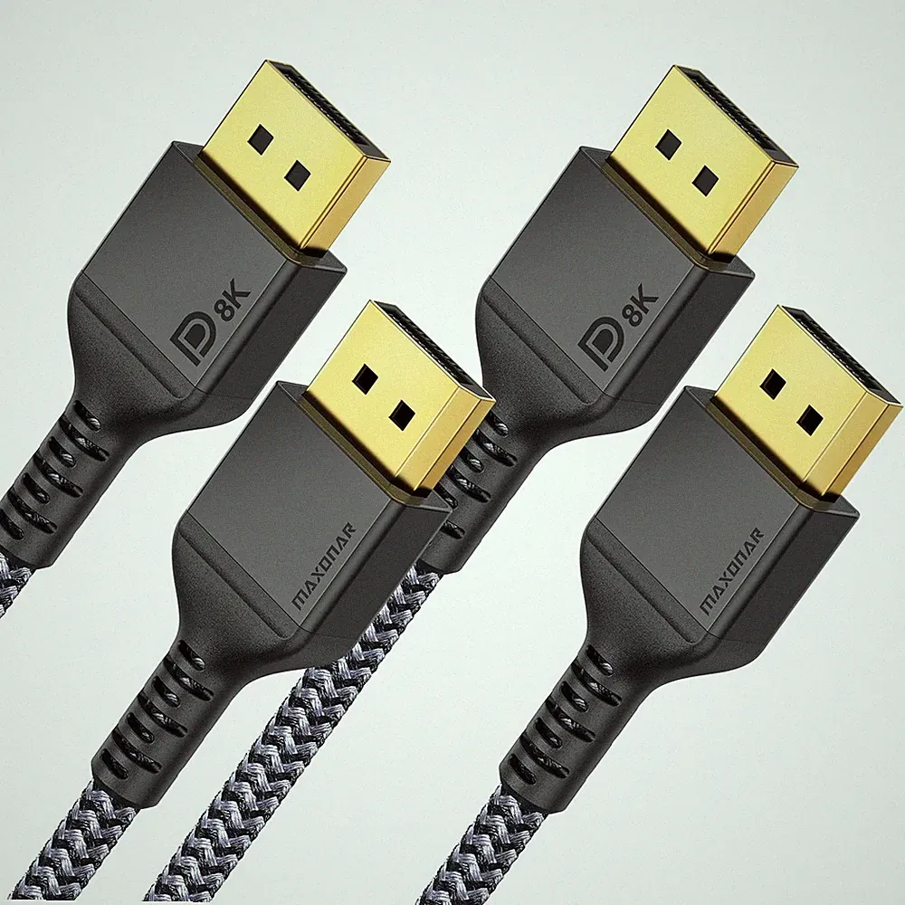Maxonar 8K DisplayPort 1.4 Cable 2m 6.6ft 4K 240Hz HBR3 Gaming E-Sports - 2 PACK