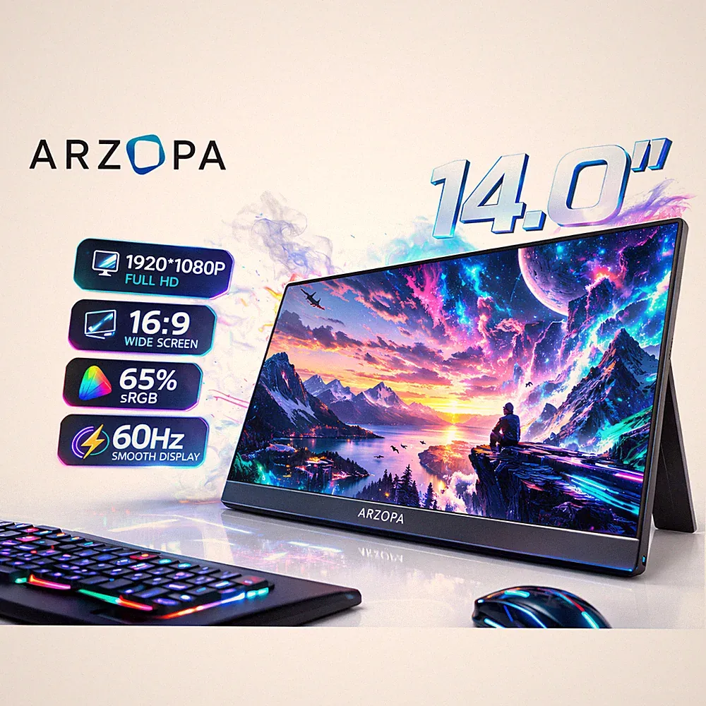 Mini Portable Monitor 14" ARZOPA A1S 1080P IPS Matte Second Screen for Laptop PC