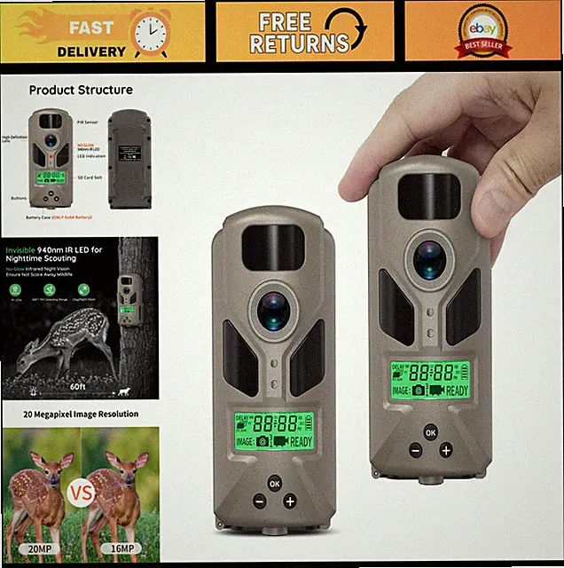 Mini Trail Camera 2-Pack, 20MP, 1080P Video, Night Vision, Motion Activated, Wat