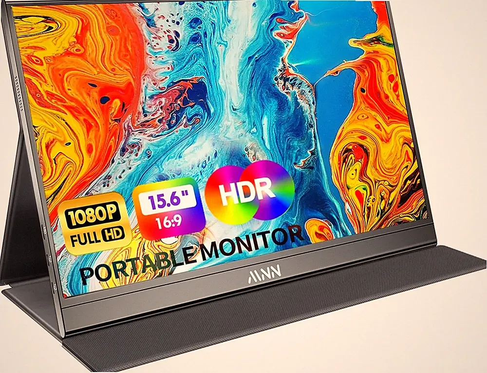 MNN 15.6" FHD Portable Monitor USB-C HDMI IPS Gaming HDR Speakers Smart Cover
