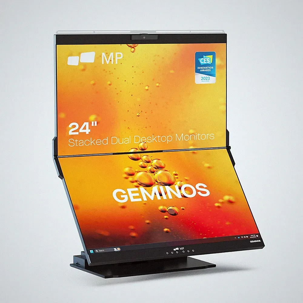 Mobile Pixels Geminos Dual 24" Stacked Computer Monitor with Docking Station