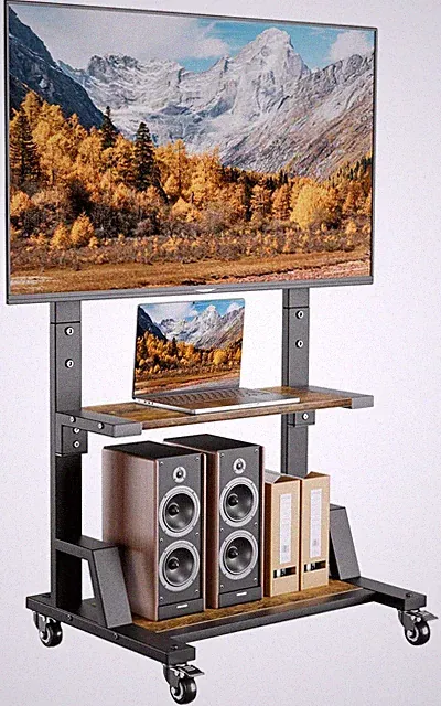Mobile TV Stand for 32-75-In Smart TVs up to 150lbs | Portable TV Stand on Wheel