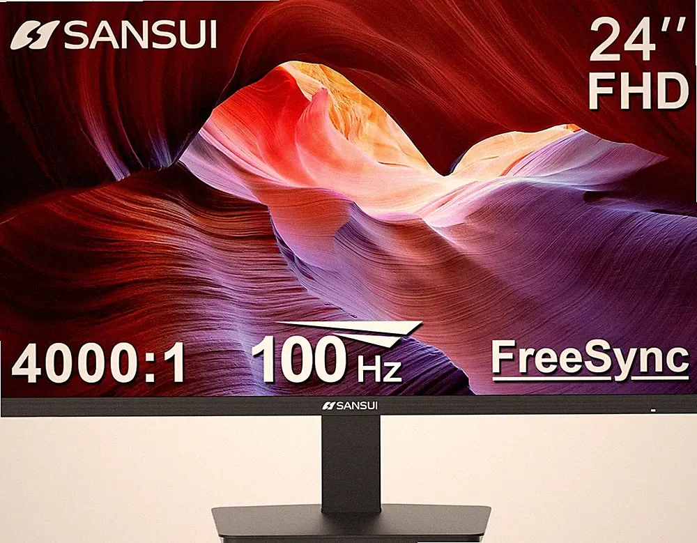 Monitor 24 Inch 100Hz PC Monitor, HDMI VGA Ports VESA Mount, FHD Computer Monito