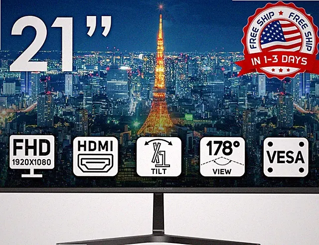 Monitor FHD de 21", 1920x1080, ultra ancho, compatible con montaje VESA NUEVO US