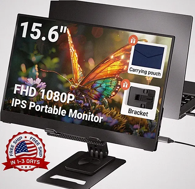 Monitor portátil FHD IPS de 15,6" con extensor de pantalla y soporte ajustable