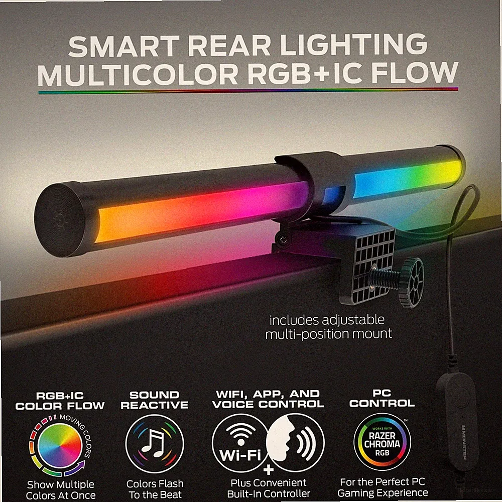 Monster LED Duo Monitor Light Bars: Smart Color, Razer Chroma, App Control