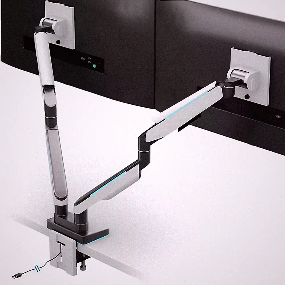 mount-it! Heavy-Duty Gas Spring Dual Monitor Arm Desk Mount with RGB Lights