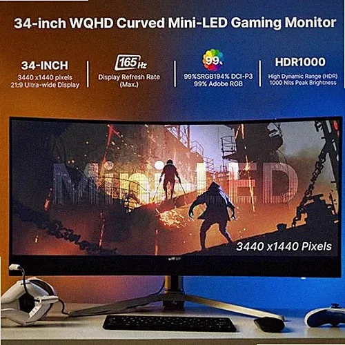 MP MOBILE PIXELS - 34-IN. LED CURVED GAMING MONITOR - BLACK/WHITE