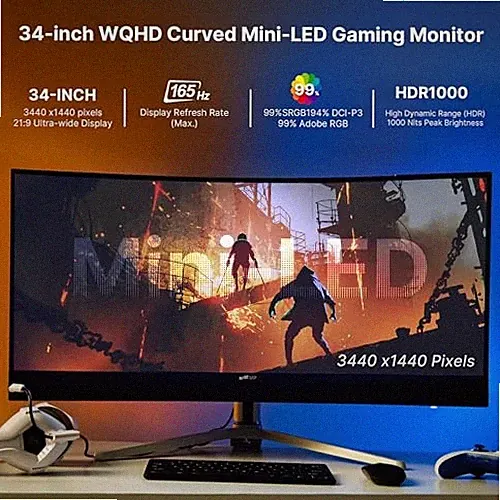 MP MOBILE PIXELS - 34-IN. LED CURVED GAMING MONITOR - BLACK/WHITE