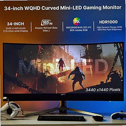 MP MOBILE PIXELS - 34-IN. LED CURVED GAMING MONITOR - BLACK/WHITE