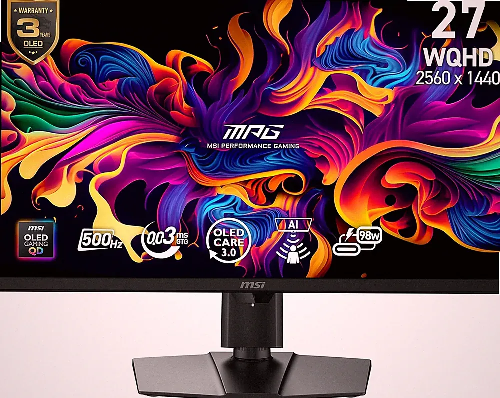MPG 271QR QD-OLED X50 27-Inch 2560 X 1440 (QHD) Gaming Monitor, 500Hz, AMD Adapt