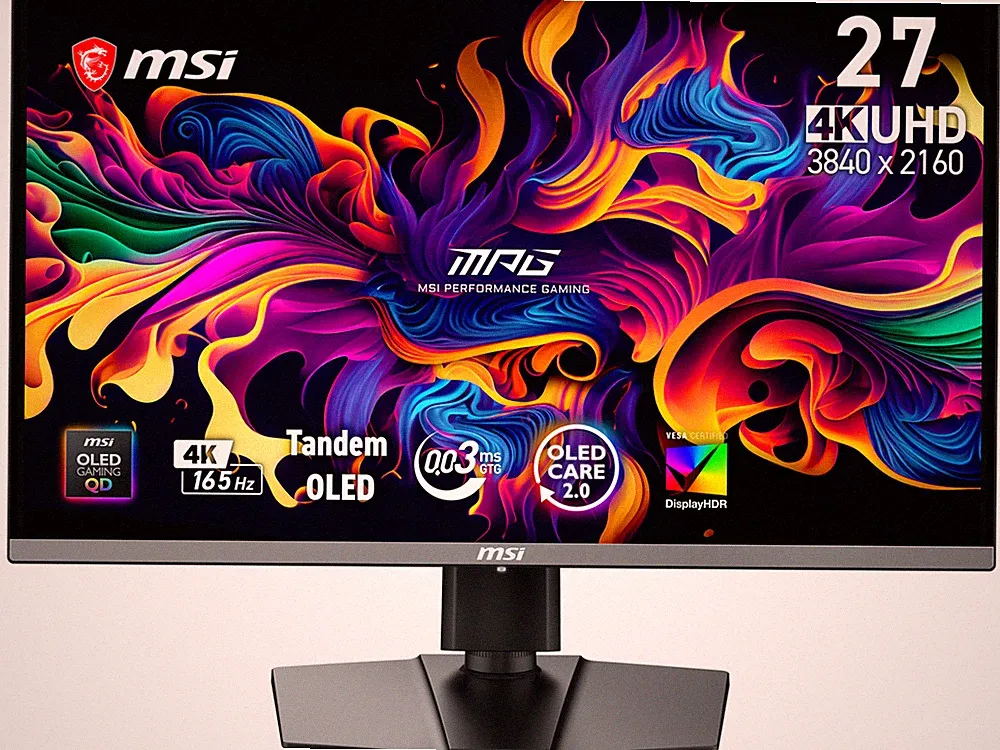 MSI 26.5" 165Hz QD-OLED UHD Gaming Monitor Adaptive Sync ADOBE RGB 98%, DCI-P3