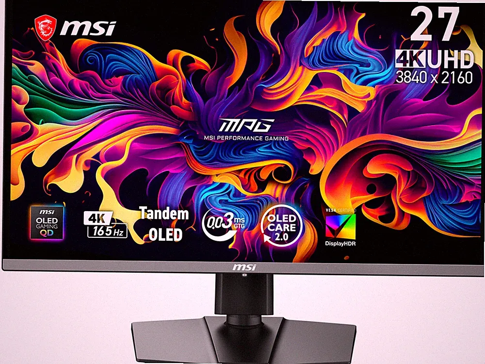 MSI 26.5" 165Hz QD-OLED UHD Gaming Monitor Adaptive Sync ADOBE RGB 98%, DCI-P3 9