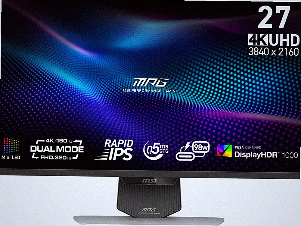 MSI 27" 160 Hz Rapid IPS UHD Monitor - LCD Flat Panel 0.50 ms FreeSync (AMD Adap