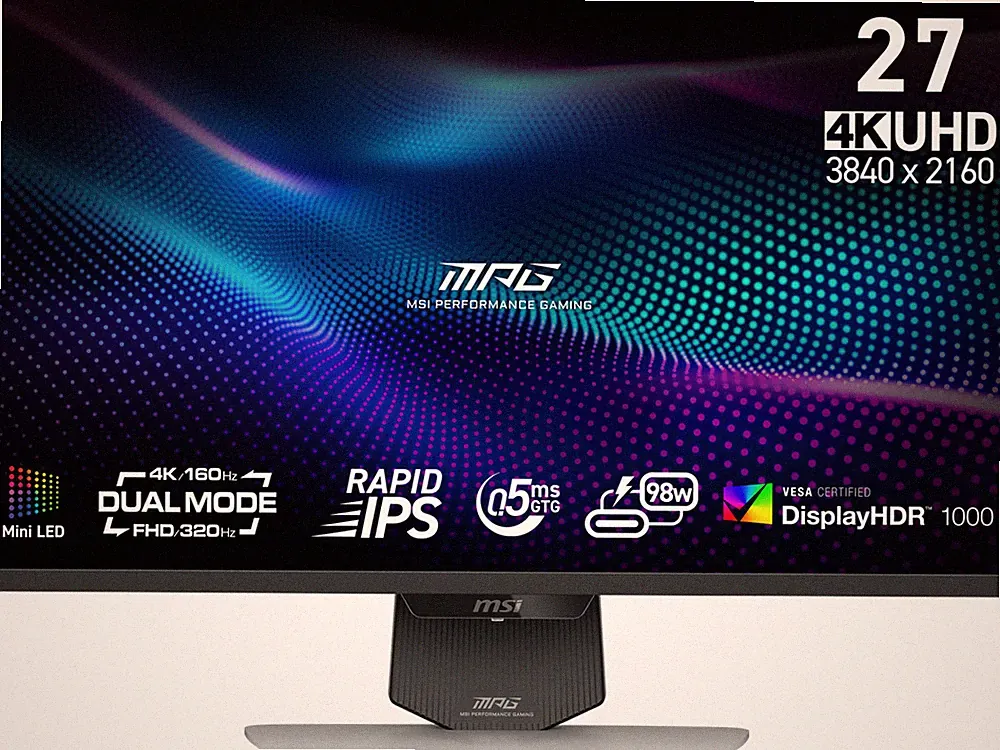 MSI 27" Dual Mode UHD 4K 160Hz FHD 320Hz Mini LED IPS AMD FreeSync Premium Pro &