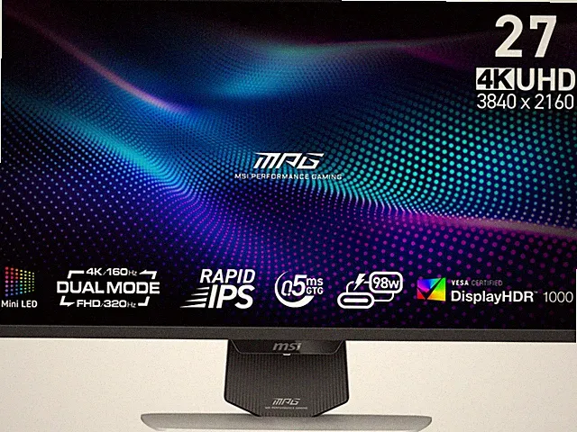 MSI 27 inch Dual Mode UHD 4K 160Hz FHD 320Hz Mini LED IPS AMD FreeSync Premium