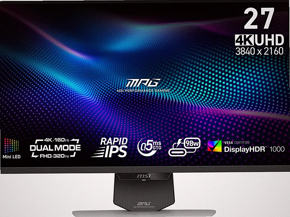MSI 27 inch Dual Mode UHD 4K 160Hz FHD 320Hz Mini LED IPS AMD FreeSync Premium P