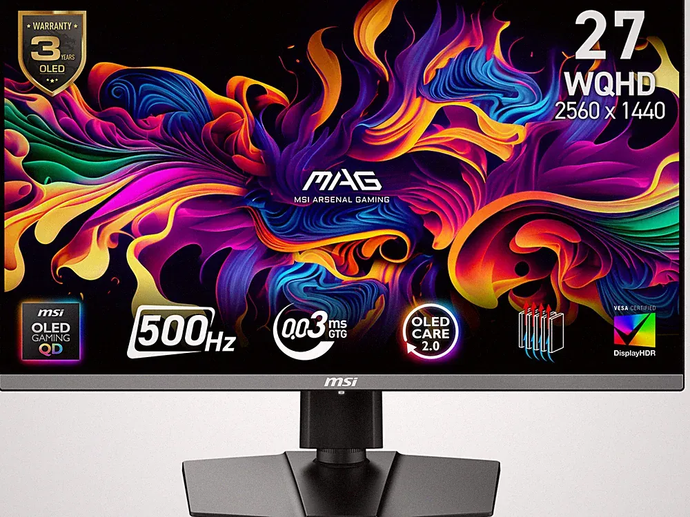 MSI 27 inch QHD 2K 1440P 500Hz AMD FreeSync Premium Pro & G-Sync Compatible