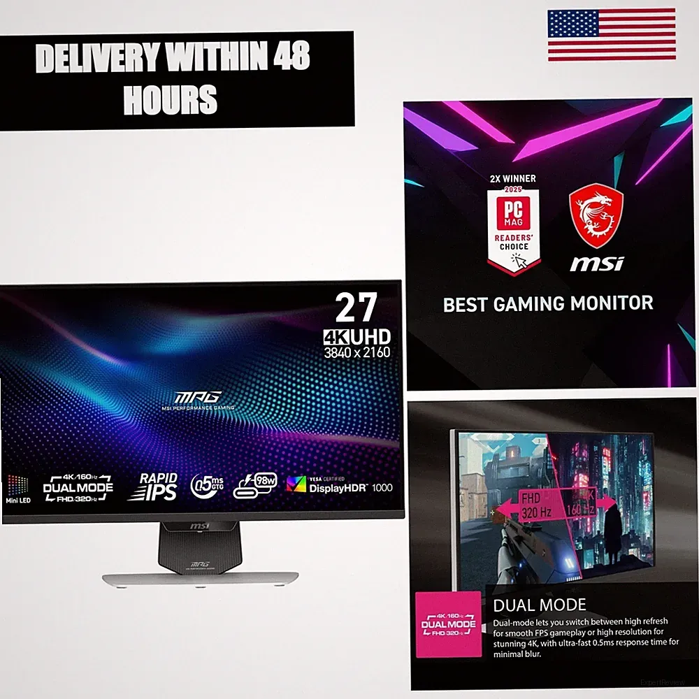 MSI 27in 4K UHD 320Hz Mini-LED Gaming Monitor MPG 274URDFW E16M