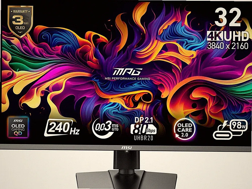 MSI 32" (31.5" Viewable) 240 Hz QD-OLED UHD Gaming Monitor FreeSync (AMD