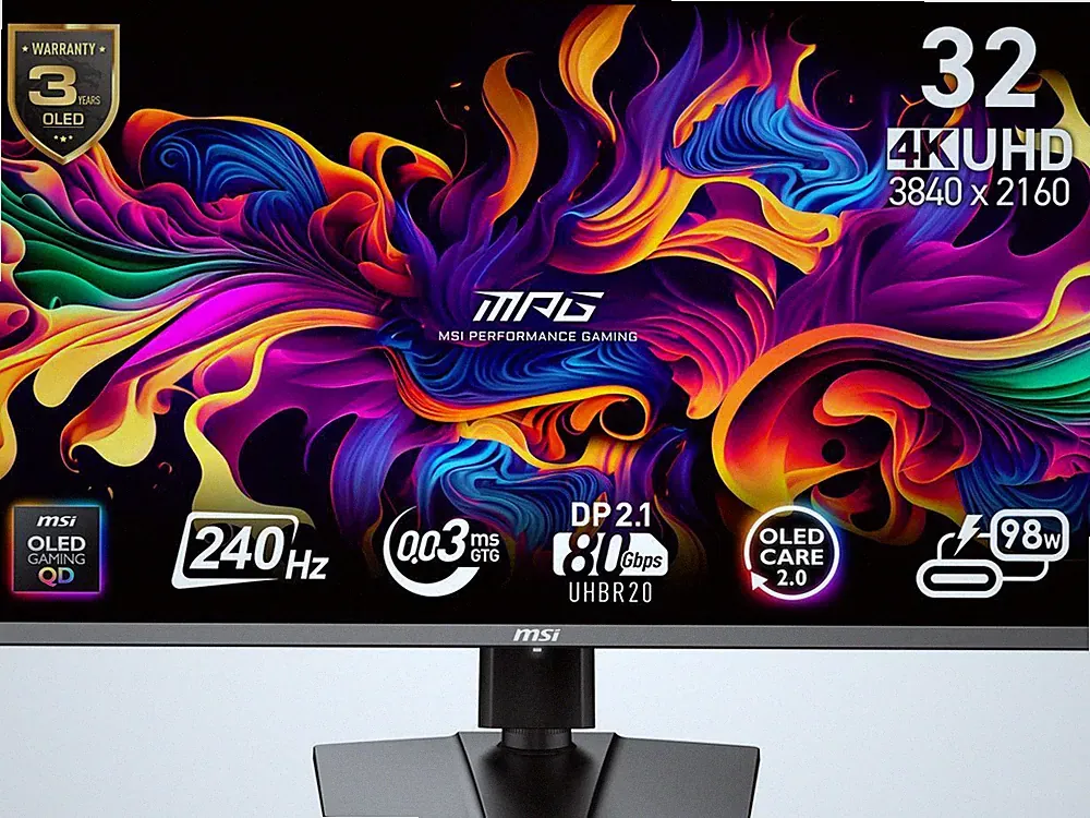 MSI 32" (31.5" Viewable) 240 Hz QD-OLED UHD Gaming Monitor FreeSync (AMD