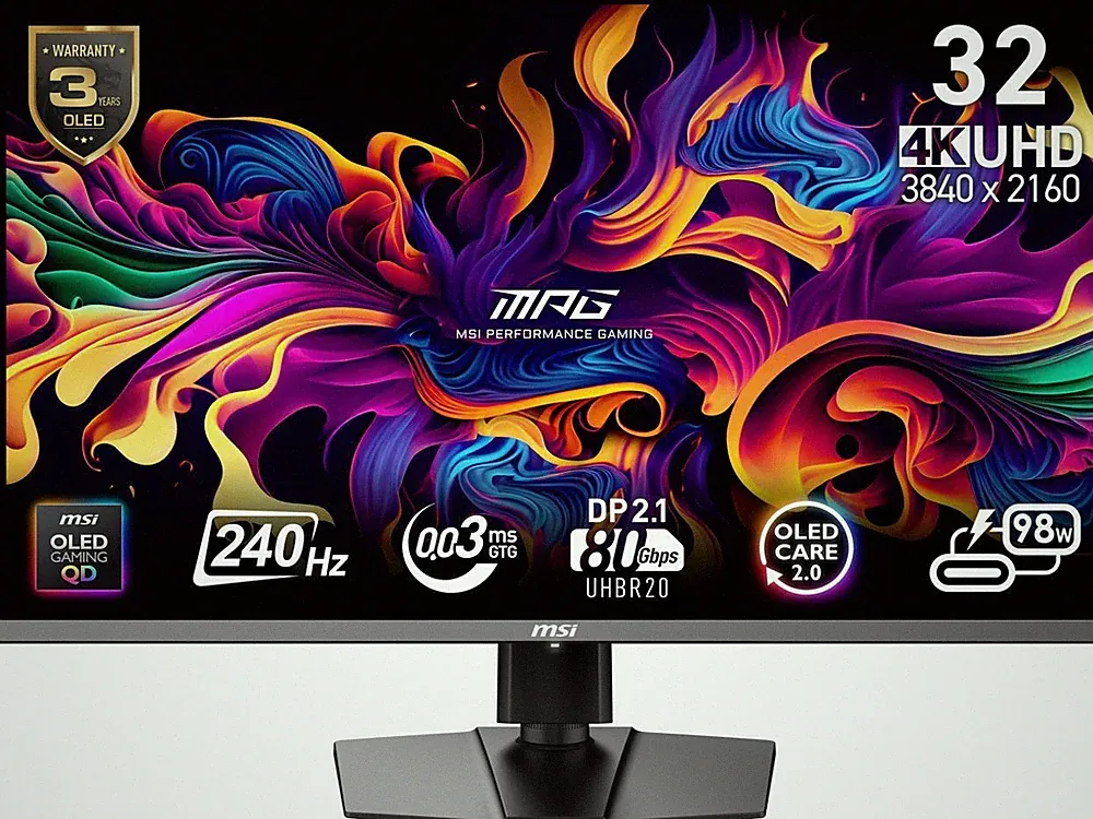 MSI 32" (31.5" Viewable) 240 Hz QD-OLED UHD Gaming Monitor FreeSync (AMD Adaptiv