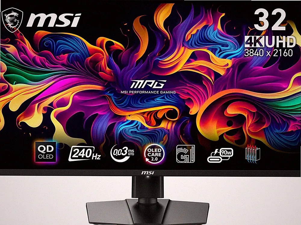 MSI 32 inch UHD 4K 240Hz with Nvidia G-Sync compatible 0.03ms 90W USB-C OLED