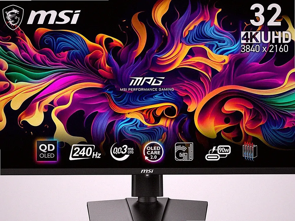 MSI 32 inch UHD 4K 240Hz with Nvidia G-Sync compatible 0.03ms 90W USB-C OLED