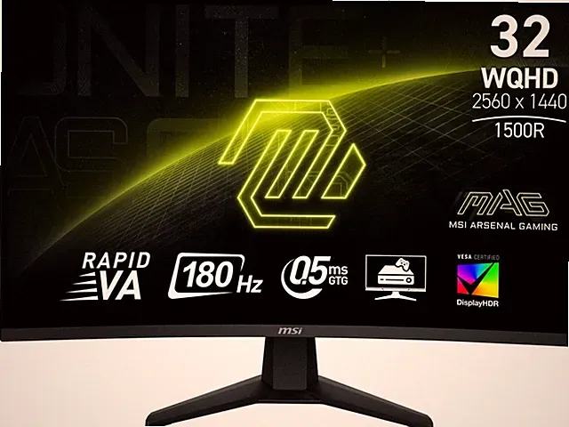 MSI 32 inch WQHD 2K 1440P 180Hz with AMD FreeSync 0.5ms HDR400 101% sRGB Curved
