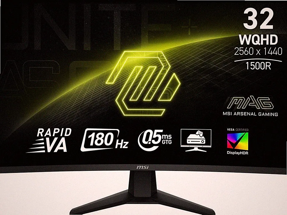 MSI 32 inch WQHD 2K 1440P 180Hz with AMD FreeSync 0.5ms HDR400 101% sRGB Curved