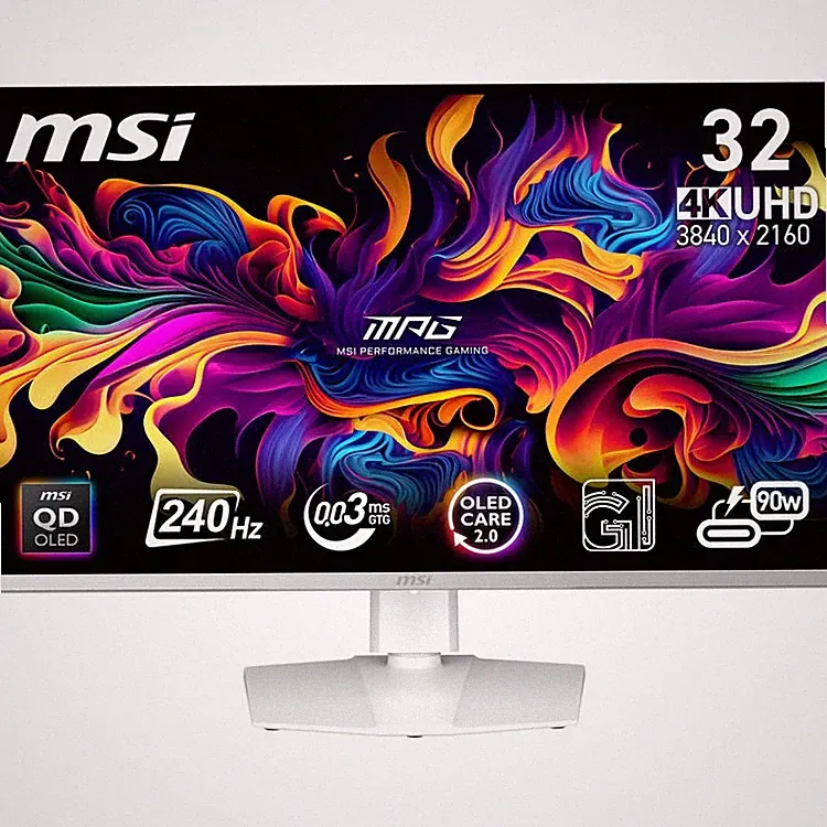 MSI 321URXW QD-OLED 32" UHD 4K 240Hz Gaming Monitor 0.03ms, HDR 400 G-Sync USB-C