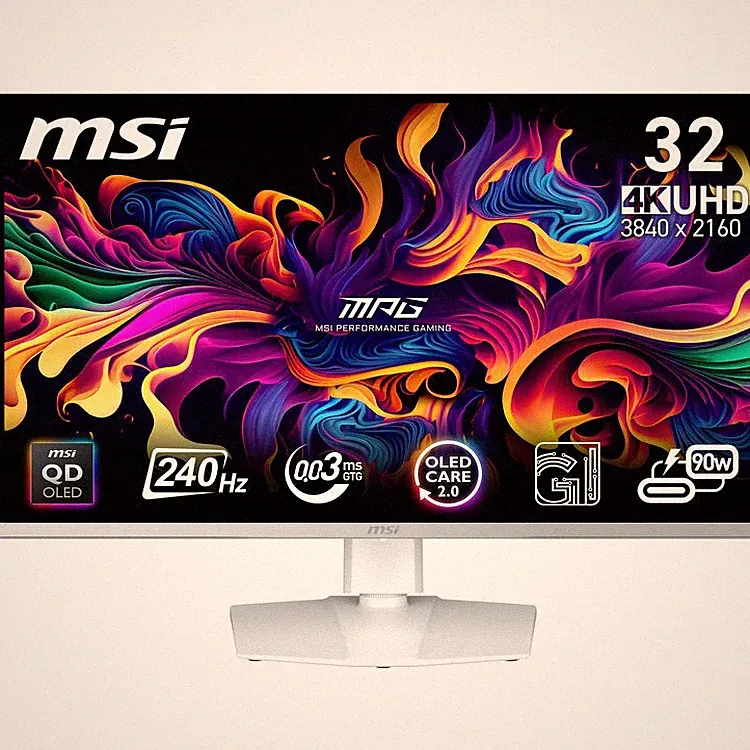 MSI 321URXW QD-OLED 32" UHD 4K 240Hz Gaming Monitor 0.03ms, HDR 400 G-Sync USB-C