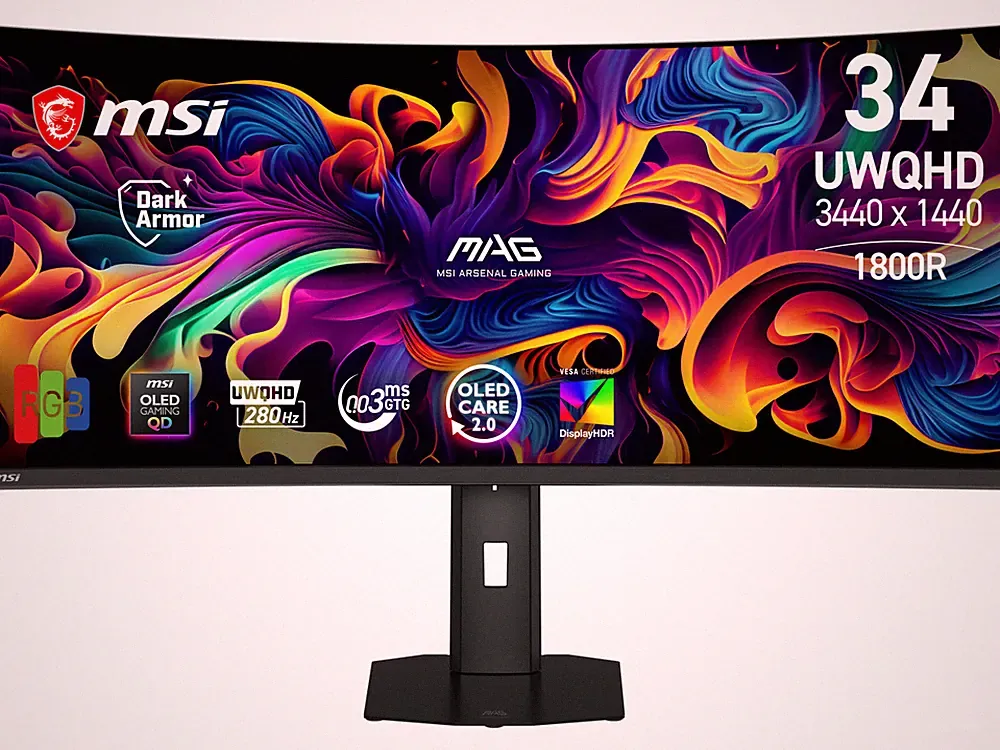 MSI 34" 280Hz QD-OLED UWQHD Gaming Monitor FreeSync Premium Pro & G-Sync