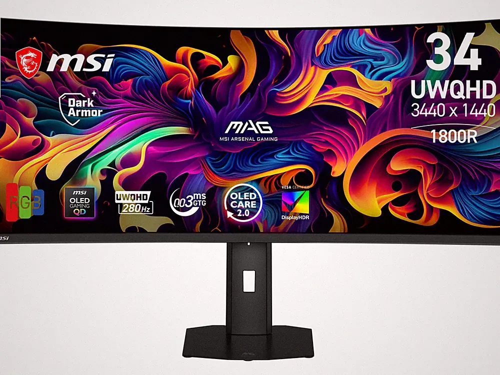 MSI 34" 280Hz QD-OLED UWQHD Gaming Monitor FreeSync Premium Pro & G-Sync Compati