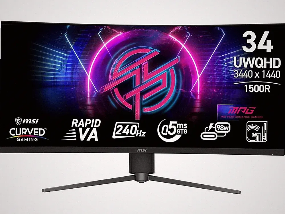 MSI 34 inch UltraWide QHD 2K 1440P 240Hz Adaptive Sync 0.5ms HDR400 RGB USB-C