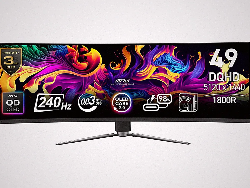 MSI 49" 240 Hz QD-OLED DQHD Gaming Monitor Adaptive Sync 5120 x 1440 MPG 491CQPX