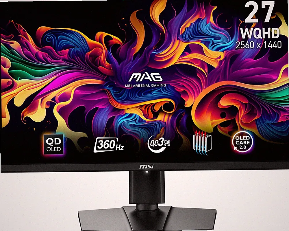 MSI MAG 271QPX QD-OLED 27" WQHD Gaming Monitor, 360Hz/0.03ms HDR 400