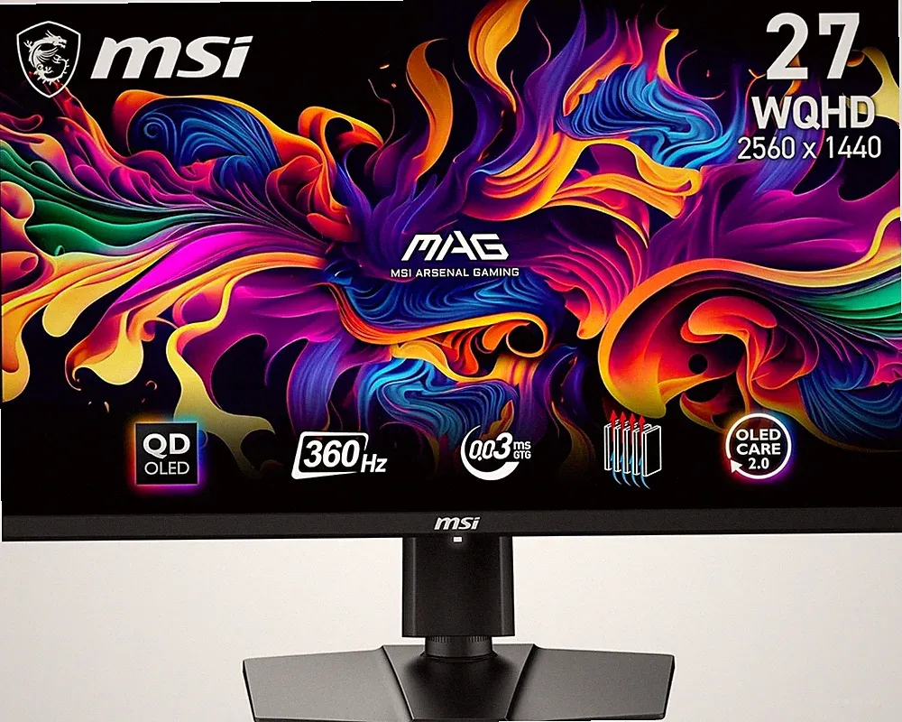 MSI MAG 271QPX QD-OLED 27" WQHD Gaming Monitor 360Hz 0.03ms HDR400 HDMI 2.1