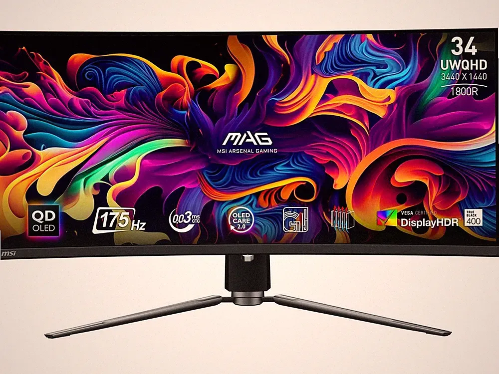 MSI MAG 341CQP 34" UWQHD QD-OLED Curved Gaming Monitor, 175 Hz HDR400, USB-C