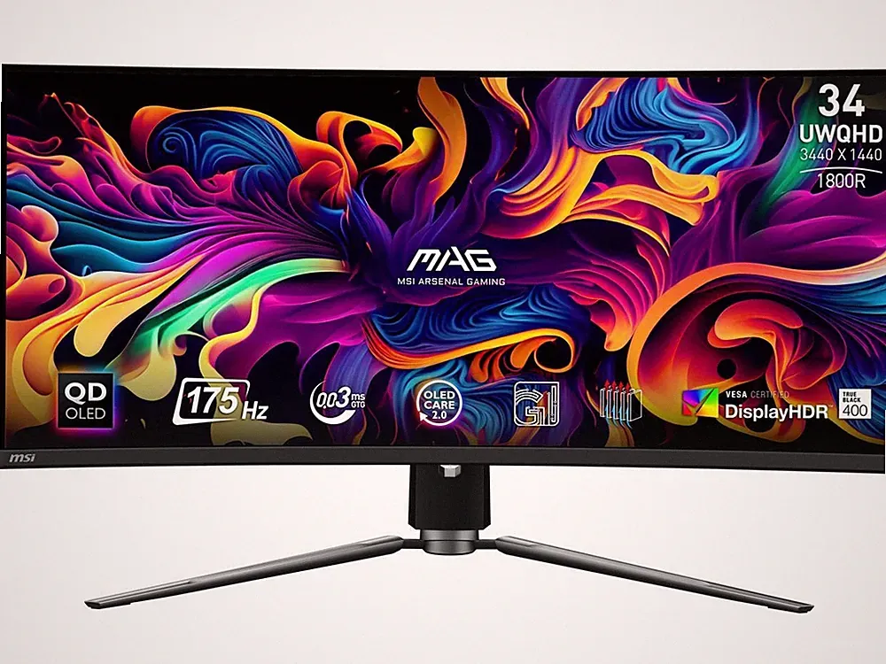 MSI MAG 341CQP 34" UWQHD QD-OLED Curved Gaming Monitor, 175 Hz HDR400, USB-C