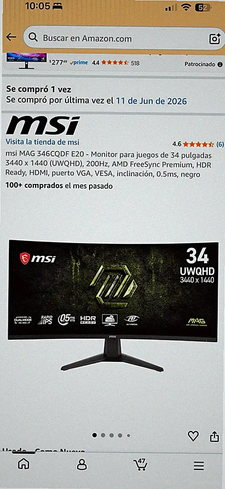 MSI MAG 346CQDF E20 34" Curved UWQHD 3440x1440 200Hz 0.5ms Monitor