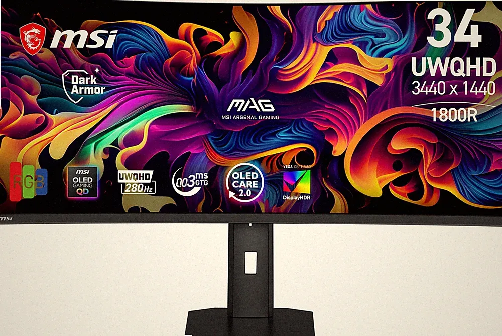 MSI MAG341CQP QD-OLED X28 34" UW-QHD Curved Gaming Monitor